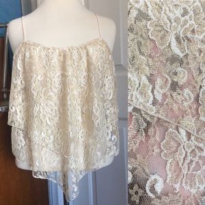 Gold Lace Tiered Tank Top